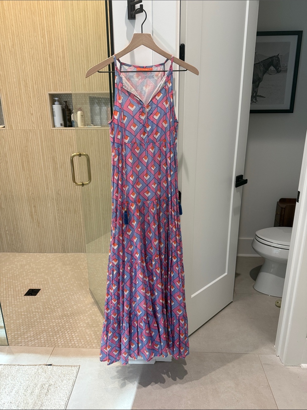 Oliphant Pink and Purple Geometric Maxi Dress